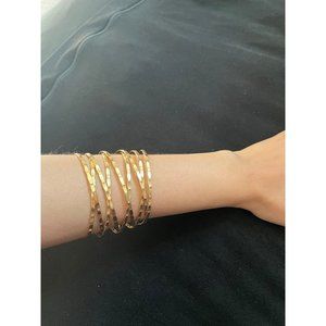 wire wide gold cuff bracelet textured statement chunky bangle layered statement